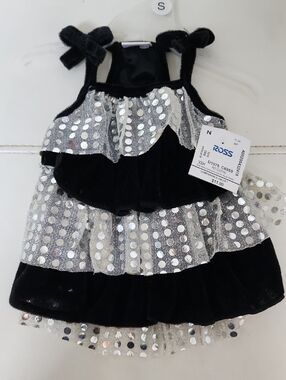 Spirit Black and Silver Sequin Tiered Dogie Dress